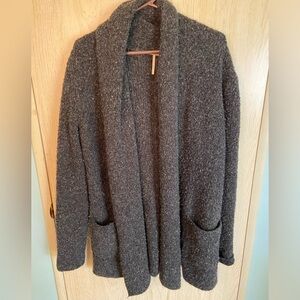 Temperance Boucle Charcoal Grey Black Open Front Oversized cardigan Small